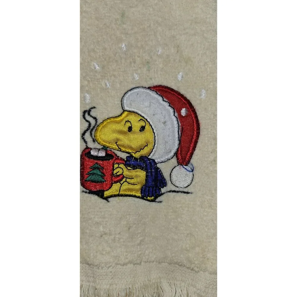 Vintage 3-Piece Kitchen Towel & Napkin Holiday Set Santa Woodstock Holiday Desig